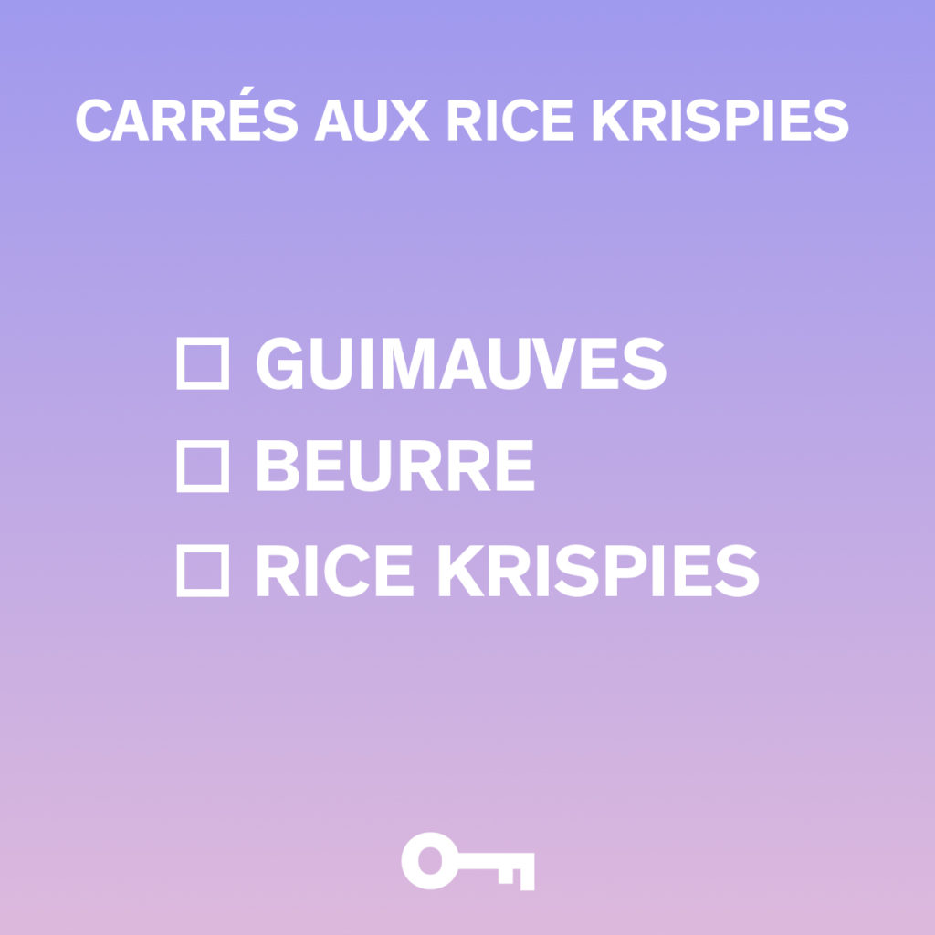 Liste ingrédients pour faire des carrés Rice Krispies
