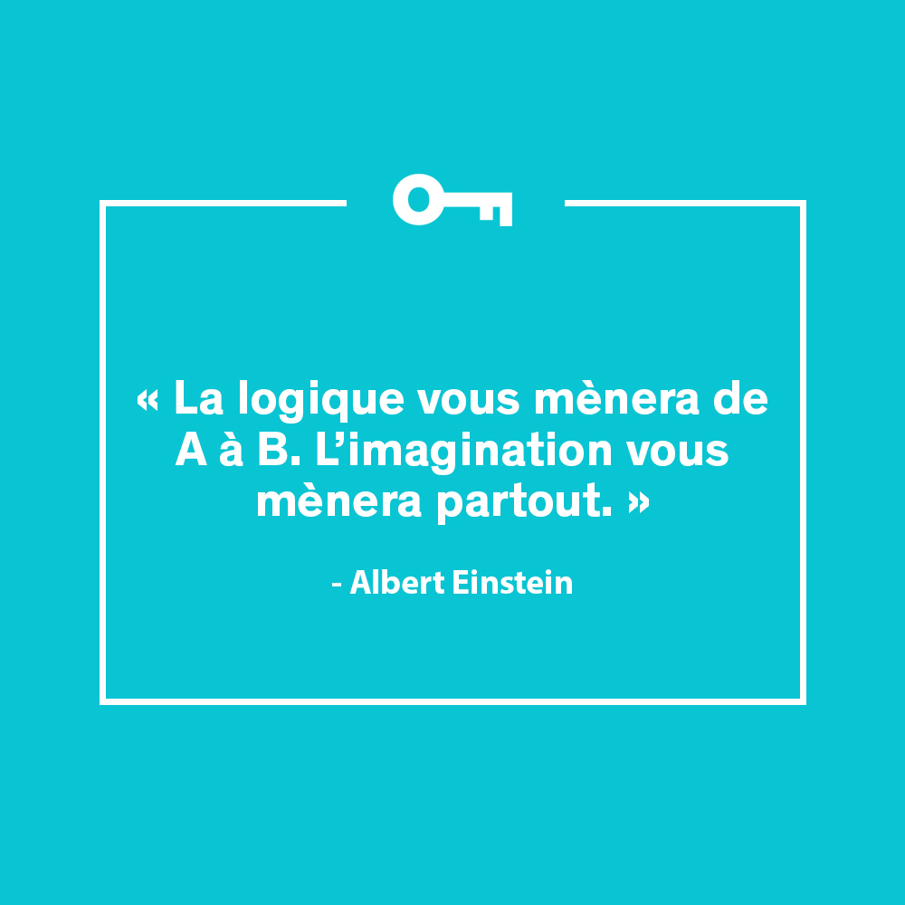Citation Albert Einstein "La logique vous mènera de A à B. L'imagination vous mènera partout."