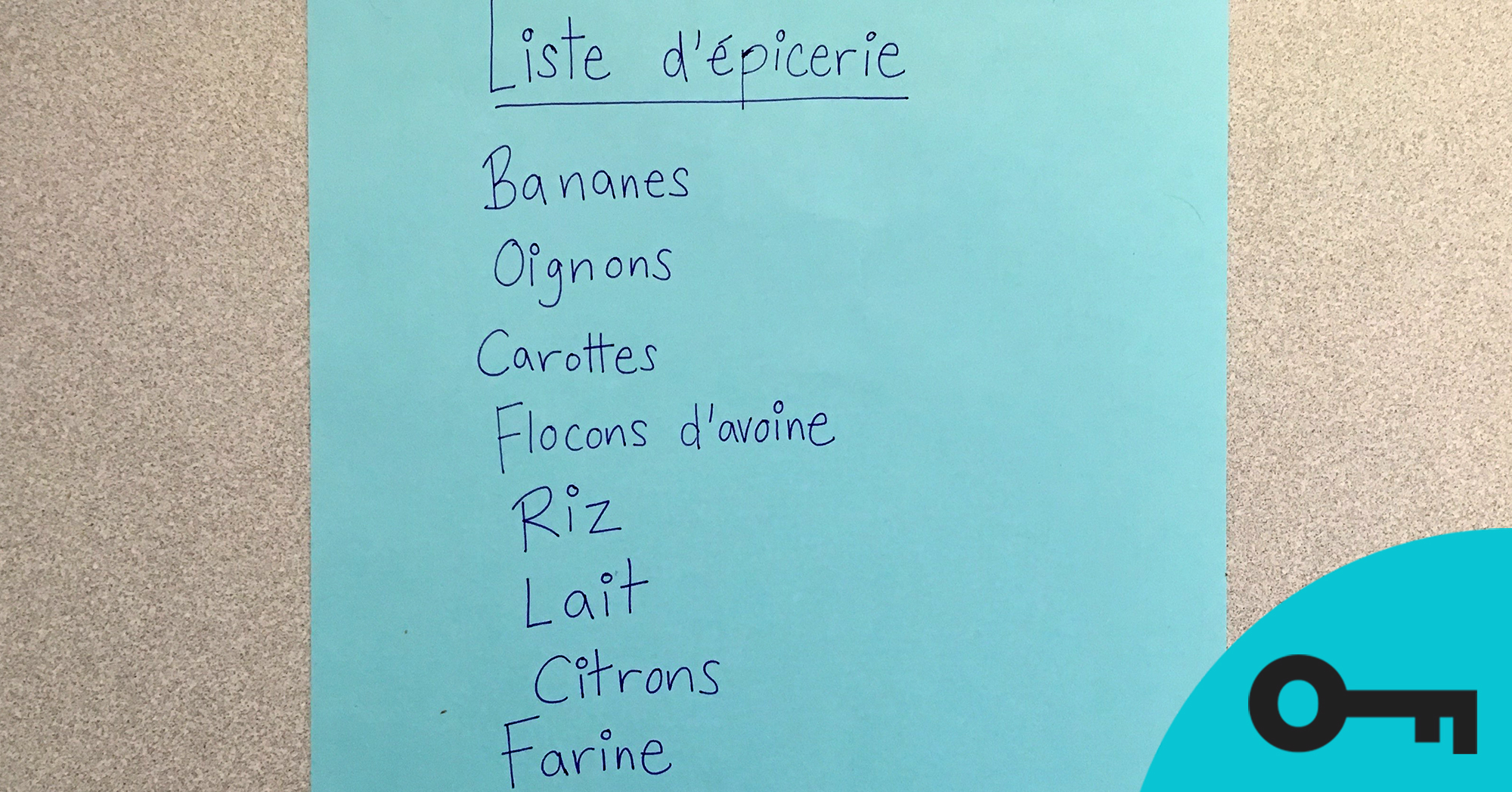 Liste d'épicerie écrite par un enfant