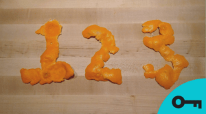 Des pelures d'orange en forme des chiffres 1, 2 et 3.