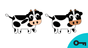 Un jeu des 3 différences avec une image de vache.